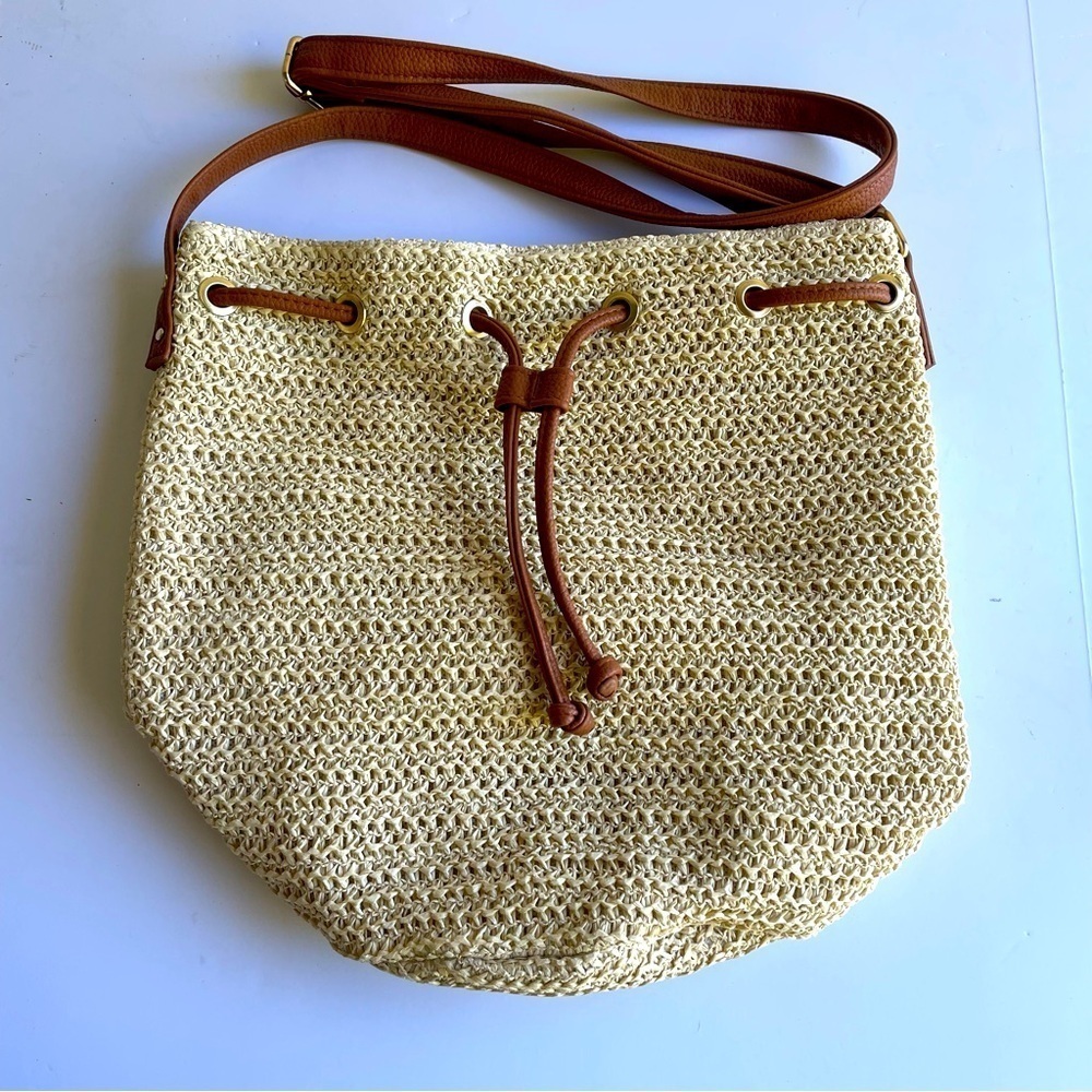 Montce Brown Bucket Bag Tan Shoulder Tote Vegan Leather Large Hobo Bohemian